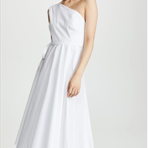 Rosetta Getty One-Shoulder Pleated Cotton Midi Dre - Picture 4 of 6